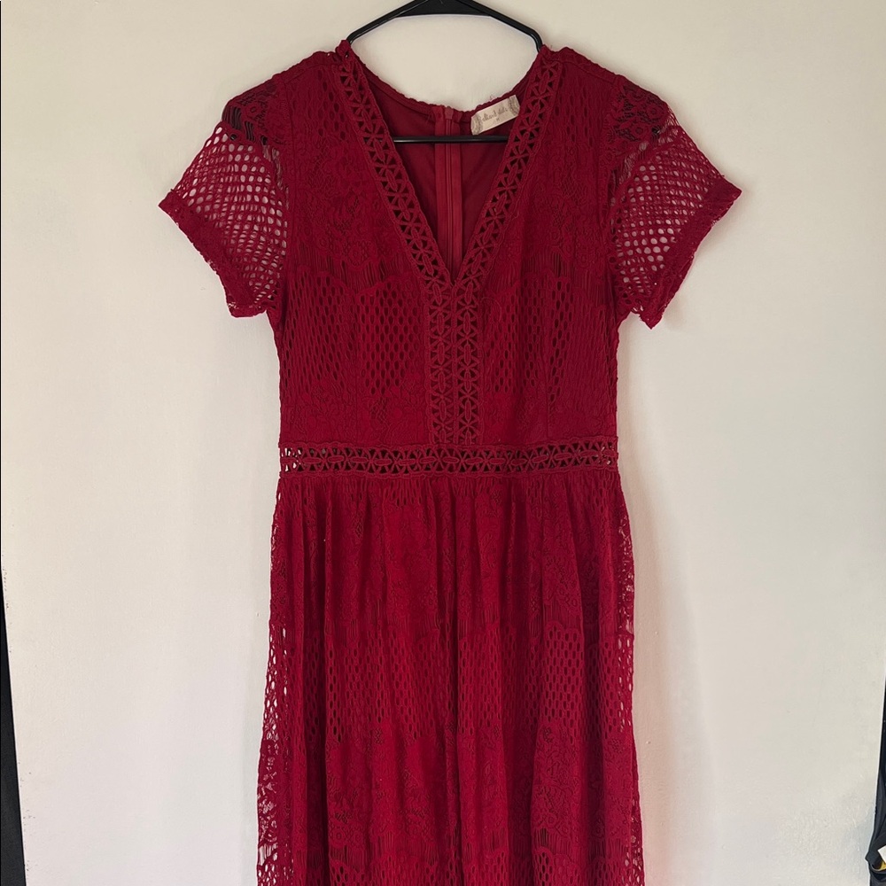 Altar'd State Burgundy Lace Maxi Dress